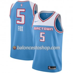Camiseta Hombre NBA Sacramento Kings De'Aaron Fox 5 2018-19 Nike City Edition Azul Swingman